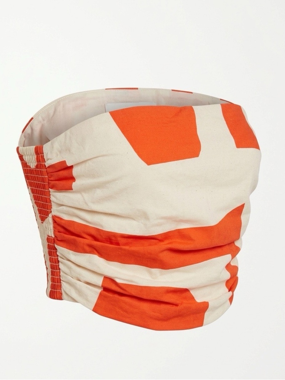 Banana Republic Orange Cream Geo Spiral Ruched Strapless Tube Crop Top - Size S